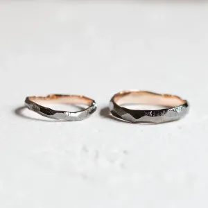 Black hammered wedding bands in organic shape GOLEM Thumbnail