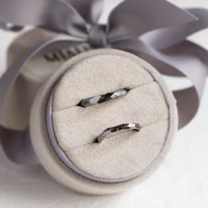 Black hammered wedding bands in organic shape GOLEM Thumbnail