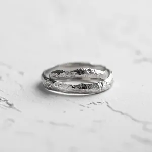 Gold wedding bands with moon surface APOLLO Thumbnail