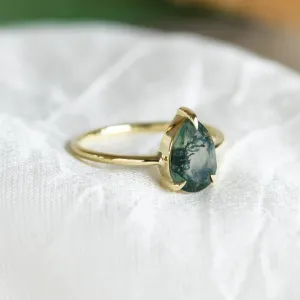 Minimalist engagement ring with moss agate FREYA Thumbnail