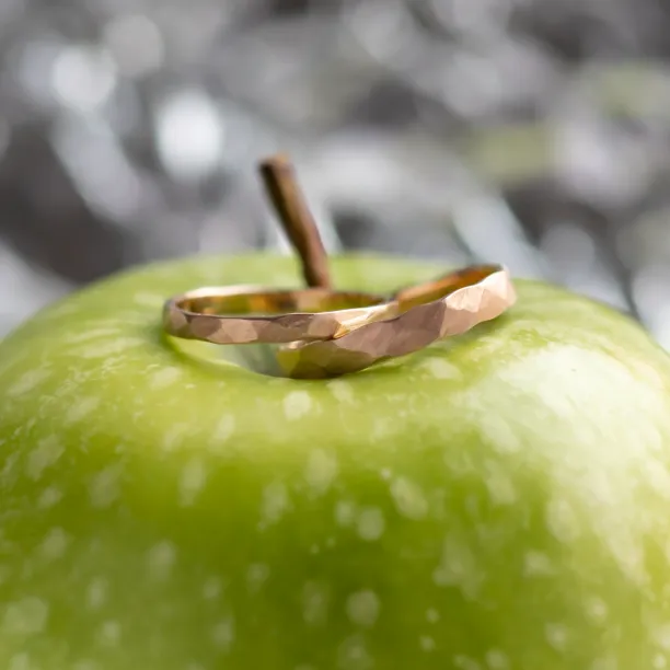 Matte gold wedding bands with hammered surface ETAIN Image