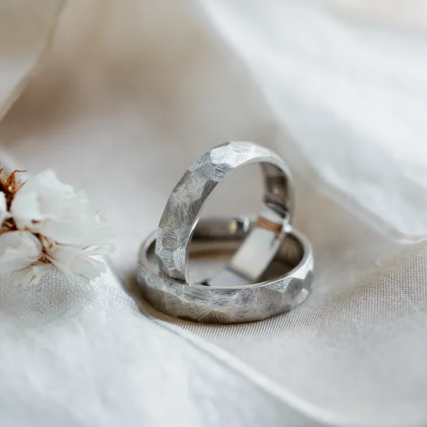 Hammered gold wedding rings BOME Image