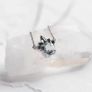 Gold aquamarine and salt &amp; pepper diamond necklace BELLAS