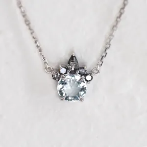 Gold aquamarine and salt & pepper diamond necklace BELLAS Thumbnail