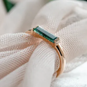 Gold ring with baguette moss agate CATHIA Thumbnail