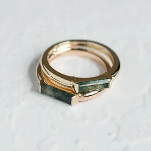 Gold ring with baguette moss agate CATHIA Thumbnail