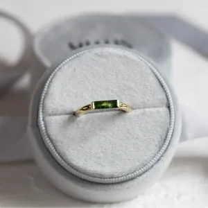 Gold ring with baguette moss agate CATHIA Thumbnail