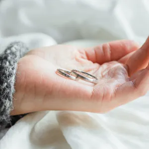 Solid wedding rings made of yellow gold with diamond (mat) ODETTE Thumbnail