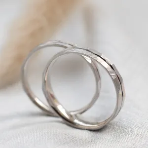 Elegant hammered wedding rings with line LADO Thumbnail