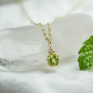 Gold peridot and diamond pendant VERT Thumbnail