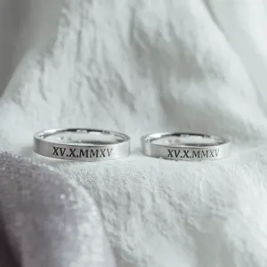 Engraved wedding rings with Roman numerals NADIA Thumbnail