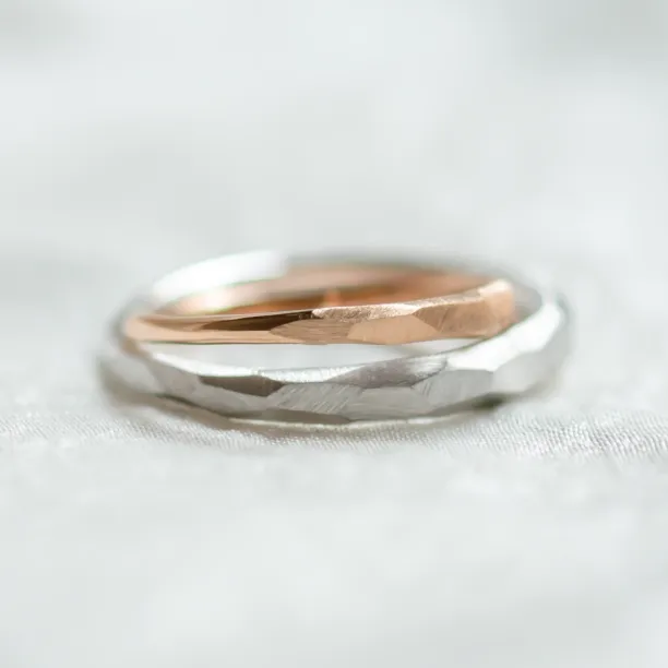 Irregular hammered wedding rings OSAKA Image