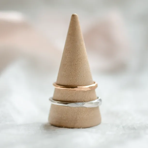 Irregular hammered wedding rings OSAKA Image