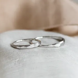 Irregular hammered wedding rings OSAKA Thumbnail