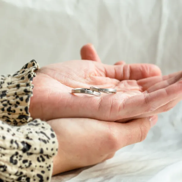 Elegant wedding rings with matte surface and diamonds MATTY Image