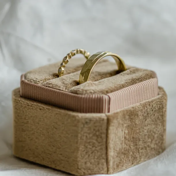 Unusual wedding rings with diamonds in vintage style LAZZI Image