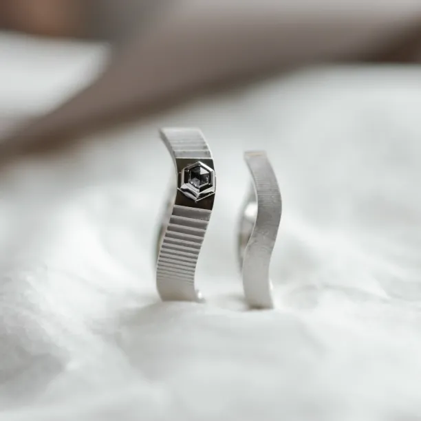 Unusual wedding rings with salt and pepper diamond JACKLYN Image