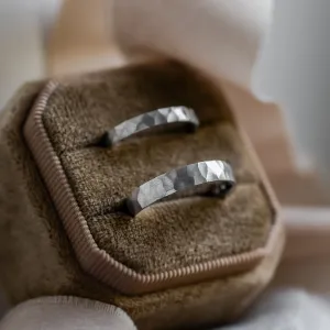 Unusual wedding bands with hammered surface BANG Thumbnail