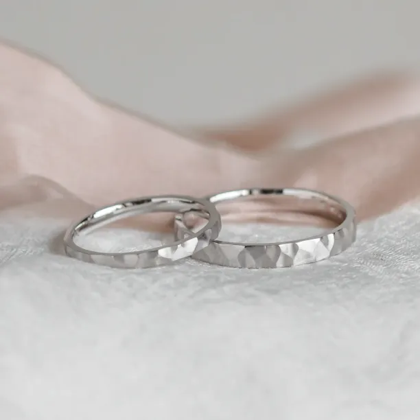 Unusual wedding bands with hammered surface BANG Image