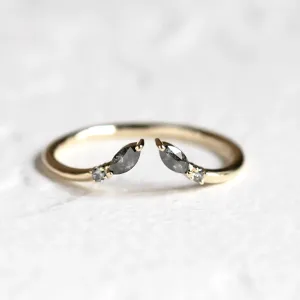 Gold open ring with salt and pepper diamonds ADA Thumbnail