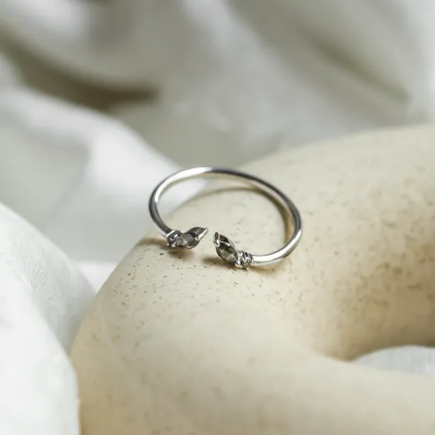 Gold open ring with salt and pepper diamonds ADA Image