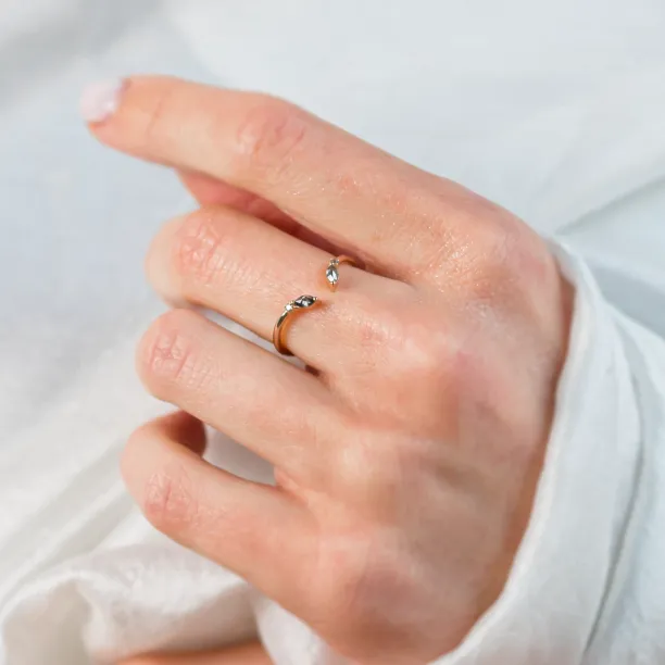 Gold open ring with salt and pepper diamonds ADA Image