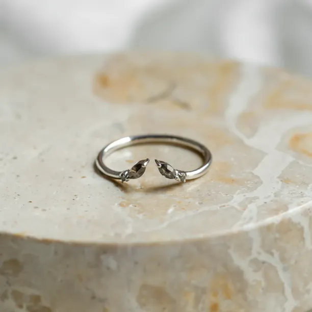 Gold open ring with salt and pepper diamonds ADA Image