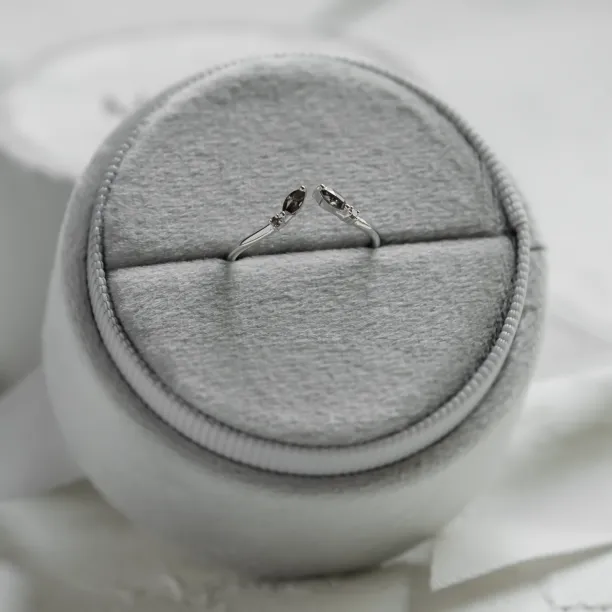 Gold open ring with salt and pepper diamonds ADA Image