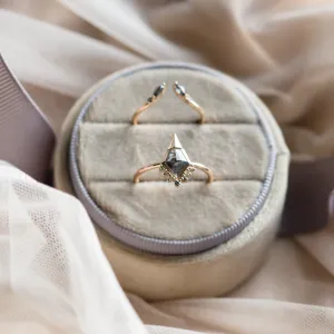 Gold open ring with salt and pepper diamonds ADA Thumbnail