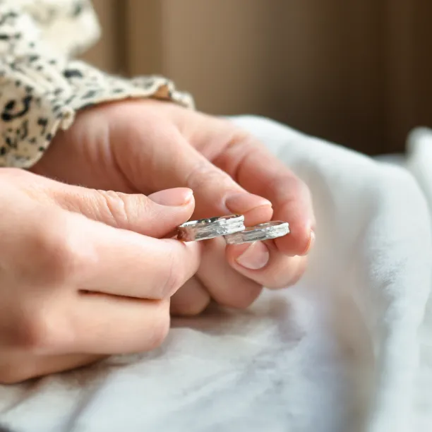 Unusual wedding rings with natural surface ARETA Image