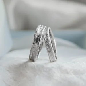 Unusual wedding rings with natural surface ARETA Thumbnail