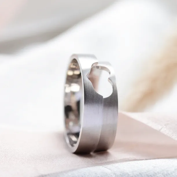 Gold heart cut out wedding bands LOVE Image