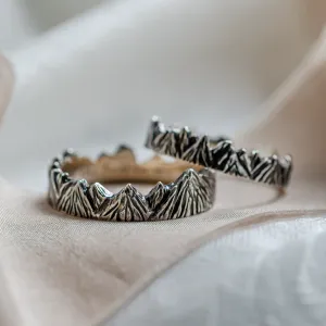 Wedding rings in mountains shape with black rhodium SILVRETTA Thumbnail