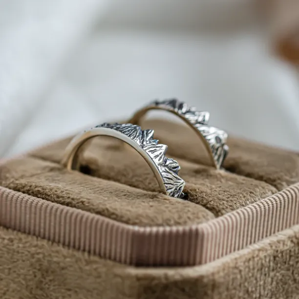 Wedding rings in mountains shape with black rhodium SILVRETTA Image