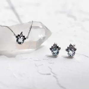 Aquamarine and salt &amp; pepper diamond jewellery set BELLASIN