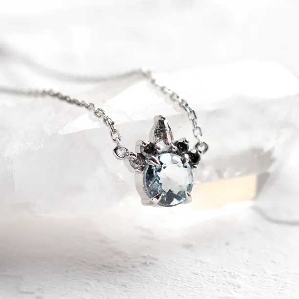 Aquamarine and salt &amp; pepper diamond jewellery set BELLASIN Image