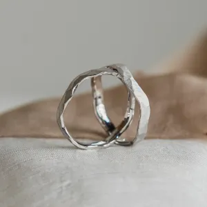 Hammered unusual wedding rings ARYA Thumbnail