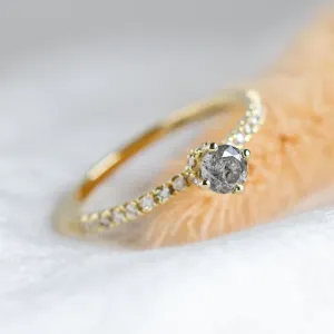 Engagement salt and pepper diamond ring with side diamonds SANREMO Thumbnail