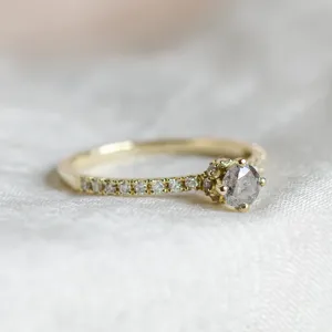 Engagement salt and pepper diamond ring with side diamonds SANREMO Thumbnail