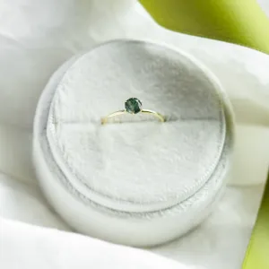 Minimalist engagement ring with moss agate MAGGIE Thumbnail