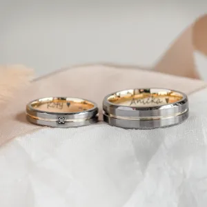 MOON black gold wedding rings with diamond Thumbnail