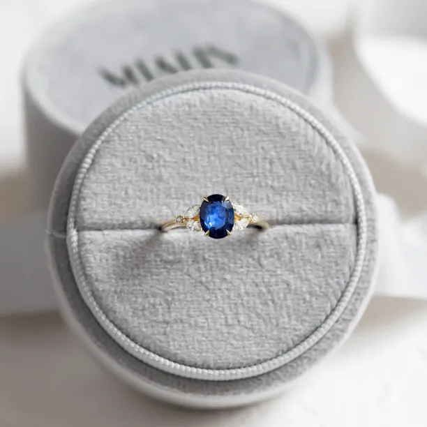 Oval sapphire ring with diamonds CADETIE Image