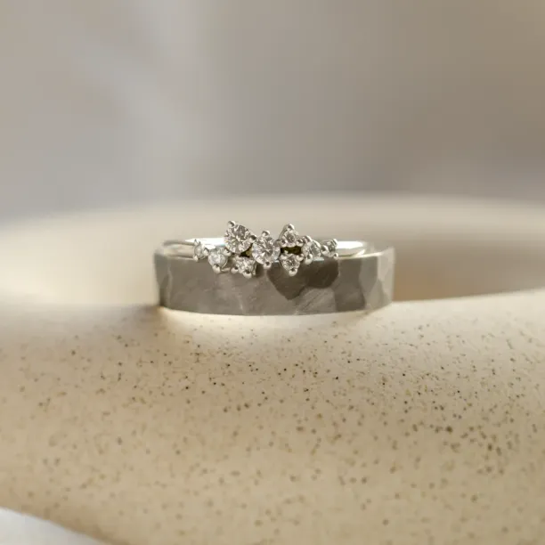 Unique black rhodium and diamond wedding rings ROMA Image