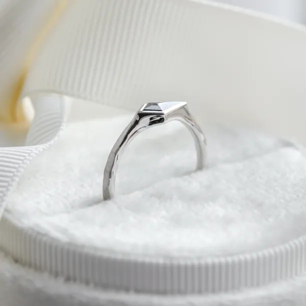Ring with hammered surface and salt and pepper diamond DART Image