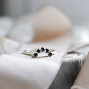 Curved wedding ring with salt'n'pepper diamonds ENZO Thumbnail