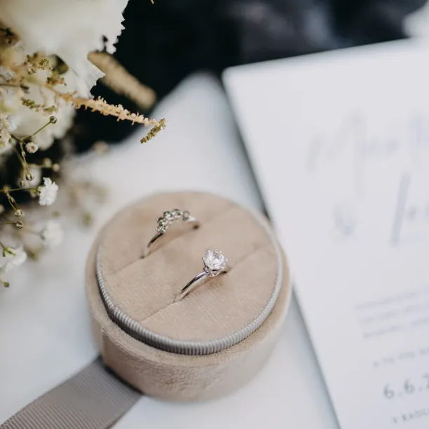 Curved wedding ring with salt'n'pepper diamonds ENZO Image