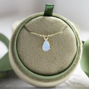 Gold necklace with white opal and diamond BRISBANE Thumbnail