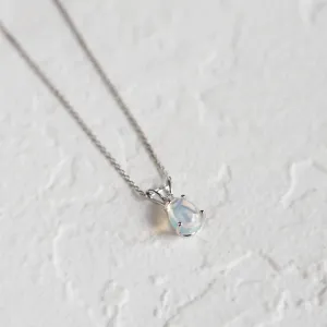 Gold necklace with white opal and diamond BRISBANE Thumbnail