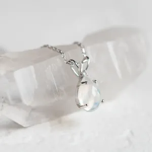 Gold necklace with white opal and diamond BRISBANE Thumbnail