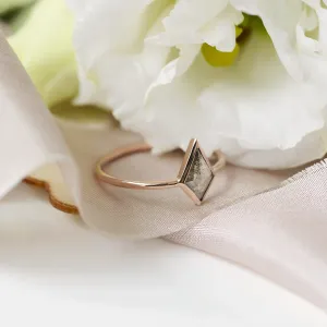 Solid gold ring with salt and pepper diamond STEW Thumbnail